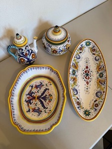 Per Fiori Made in Italy Hand-Painted Ceramic Serving Set (Lot of 4)
