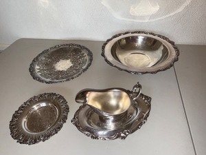 Old English Reproduction Silver Plate Serving Group (Lot of 5)