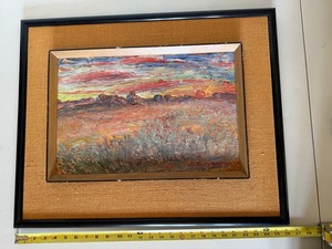 Vintage Framed Textured Landscape Painting - 28 X 22 in