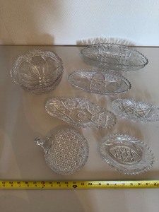 Clear Cut-Glass Serving Dishes & Trays (Lot of 7)