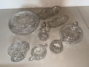 Pressed & Cut Glass Serving Pieces Mixed Lot