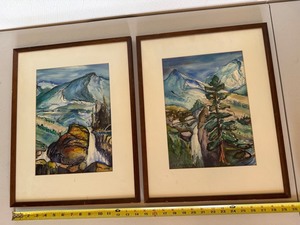 D.L. Morton Signed Mountain Landscape Watercolors - Pair of 2