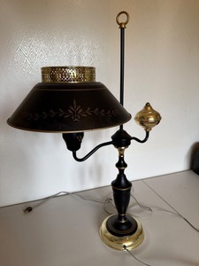 Vintage Black & Brass Two-Light Table Lamp