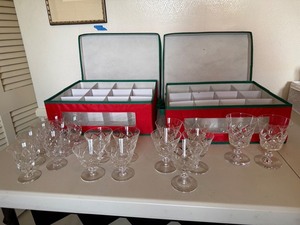 Cut-Pattern Glass Goblets With Storage Cases (Lot of 24)