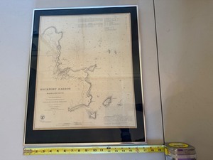 Antique 1858 Rockport Harbor Massachusetts Nautical Chart 16 12 X 20 12 in