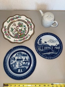 Mottahedeh, Coalport Plates & Relief Teapot Mixed Lot - 4-Piece