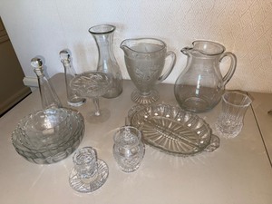 Clear Pressed Glass Serving & Barware Mixed Lot