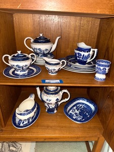 Johnson Brothers Blue Transferware Teaware & Serving Pieces Mixed Lot