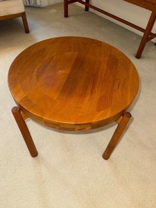 Vintage Teak Round Side Table Danish Mid-Century Modern 20in Diameter
