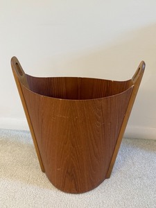 Vintage P.S. Heggen Teak Bentwood Wastebasket Norwegian Wood Carrier Basket