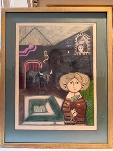 Leticia Tarrago Framed Mexican Surrealist Bull Artwork 22x27 Limited Edition Print 6100 - Framed