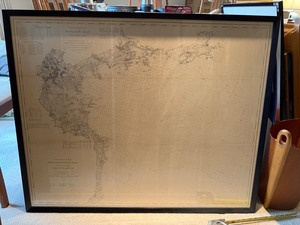 Antique 1866 Framed Massachusetts Bay Nautical Chart
