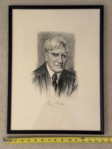 Framed 1939 Portrait of Benjamin Cardozo Signed Artwork
