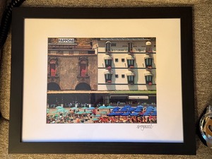 Signed Amwell Italian Street Scene Framed Print - 17 X 13 in