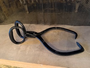Vintage Large Black Iron Tongs for Ice blocks