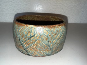 Robert Briscoe Attributed Textured Glazed Ceramic Planter