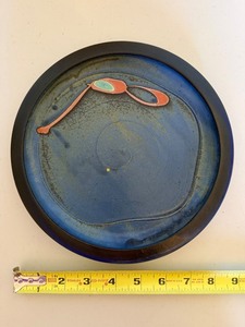 Decorative Blue Ceramic Eyeglasses Plate