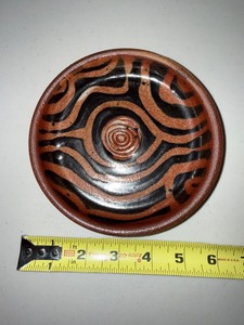 Signed Sarah Dudgeon Brown & Black Ceramic Pottery Bowl