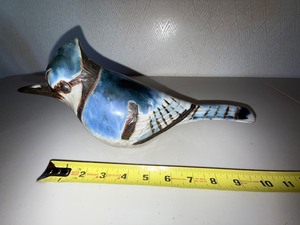 Glazed Ceramic Blue and White Bird Figurine