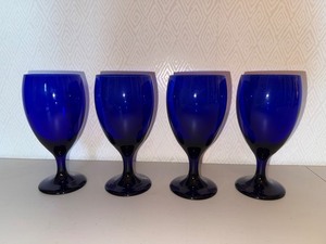 Cobalt Blue Glass Goblets - Set of 12