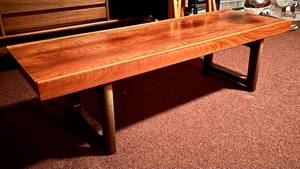 Mid Century Modern MCM Rosewood Coffee Table Tapered Trestle Base 47.5in