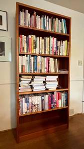 Teak Bookcase Adjustable Shelves 77in Tall 12in Deep Bookshelf
