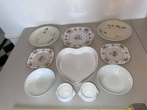 Vintage Mixed Porcelain Serving Plates Bowls Heart Dish Lion Head Cups