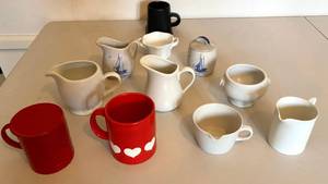 Lot of Assorted Ceramic Creamers Sugar Bowls Pitchers & Mugs