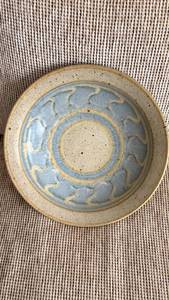 Studio Pottery Stoneware Serving Bowl - Blue Abstract Glaze, 12 in