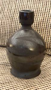 Ceramic Geometric Glazed Bottle Vase - 6 12 in