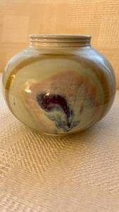 Studio Pottery Vase, Lidded Vessel & Abstract Plate Mixed Lot