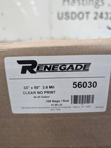 Renegade 56030 40-45 Gallon Clear Trash Bags 100 Count