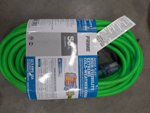 Prime Neon Flex High-Visibility Cold-Weather Extension Cord 50 Ft 123 AWG