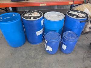 Blue Plastic Drums and Barrels (Lot of 6)
