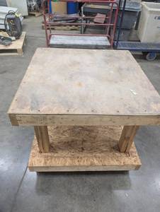 Wood Work Table on Casters