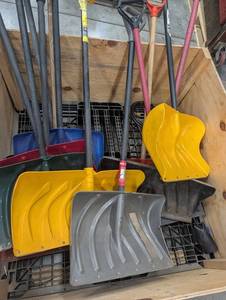 Snow Shovel Mixed Lot in Wooden Crate