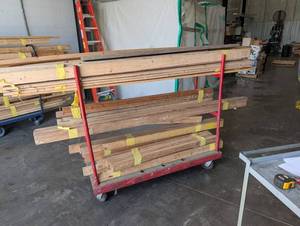 Assorted Lumber Bundle on Rolling Cart