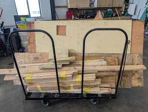 Rolling Lumber Cart With Assorted Lumber