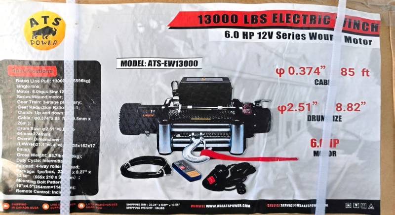 ATSPOWER 13,000 LB Electric Winch (ATS-P13000)