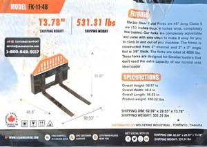 Wolverine Skid Steer Pallet Fork (FK-11-48W)