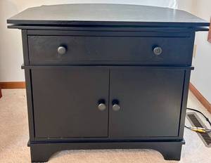 Black Entertainment Storage Cabinet With Drawer & Doors