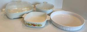 White Ceramic Bakeware Dish Set With Glass Lids (Lot of 4)