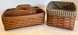 Longaberger Basket Set of 2 With Liners & Protectors