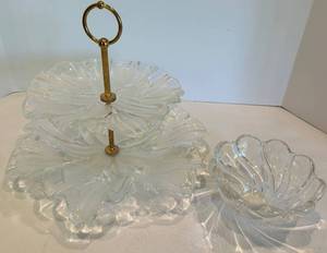Mikasa Glass Two-Tier Serving Stand & Bowl Set