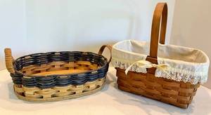 Longaberger Woven Basket Pair With Liner
