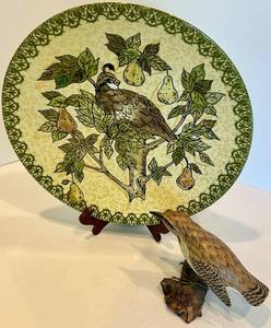 Pottery Barn Plate & Figural Bird Mixed Lot