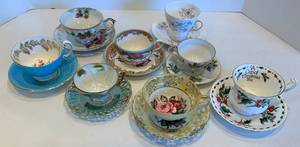 Mixed Lot of 8 China Cup & Saucer Pairs
