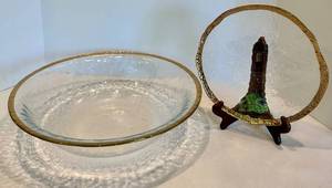 Fire and Light Art Glass Bowl and Platter