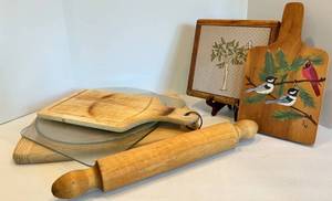 Painted Cutting Boards & Rolling Pin Mixed Lot