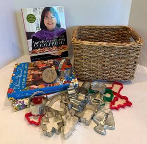 Mixed Cookbooks, Basket & Cookie Cutter Assortment